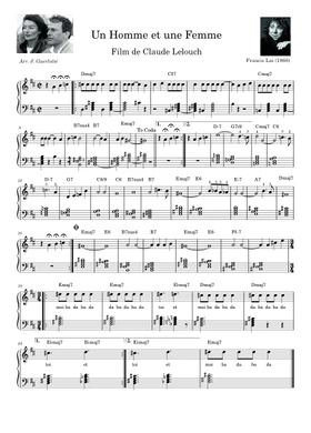 Free un homme et une femme by Francis Lai sheet music | Download PDF or  print on Musescore.com