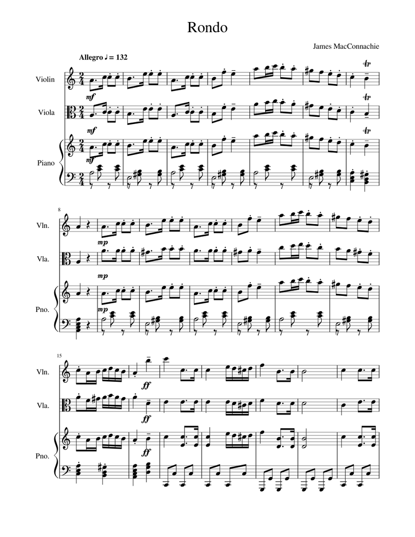 Rondo Sheet music for Piano, Violin, Viola (Mixed Trio) | Musescore.com