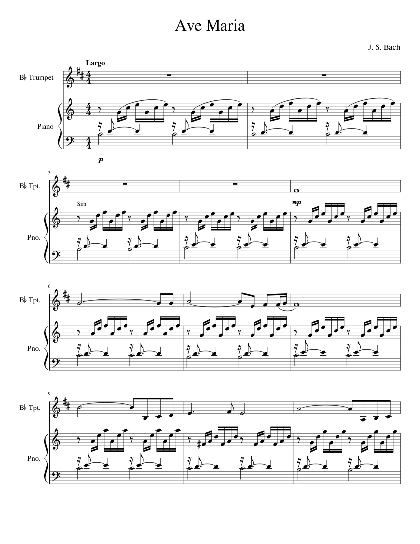 Ave Maria Sheet music for Piano, Trumpet (In B Flat) (Solo) | Download ...