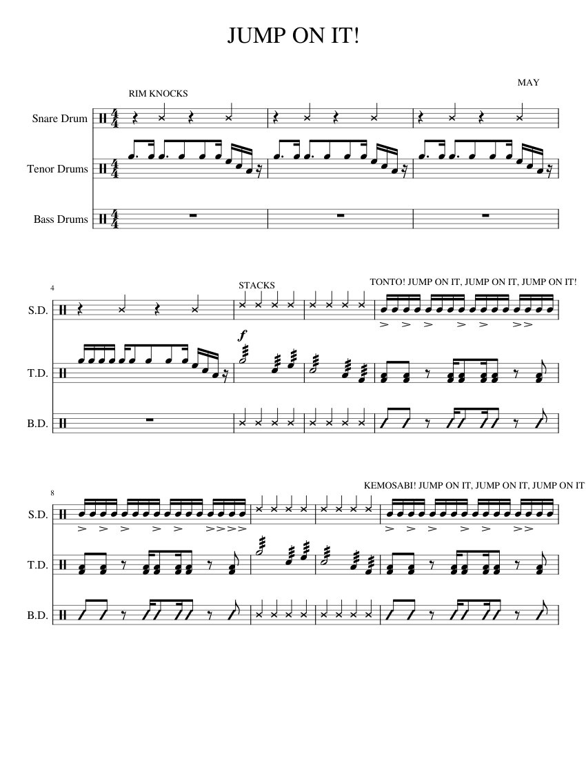 JUMP ON IT! Sheet music for Snare drum, Tenor drum, Bass drum
