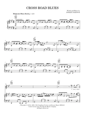 Cross Road Blues (Crossroads) sheet music (intermediate) for guitar solo  (lead sheet)