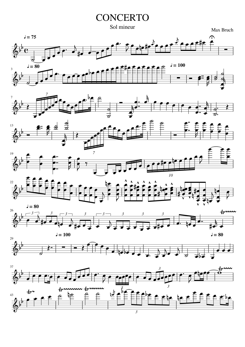 Only) 1st mvt G minor (Bruch) Practice Score Sheet music for Violin (Solo) | Musescore.com