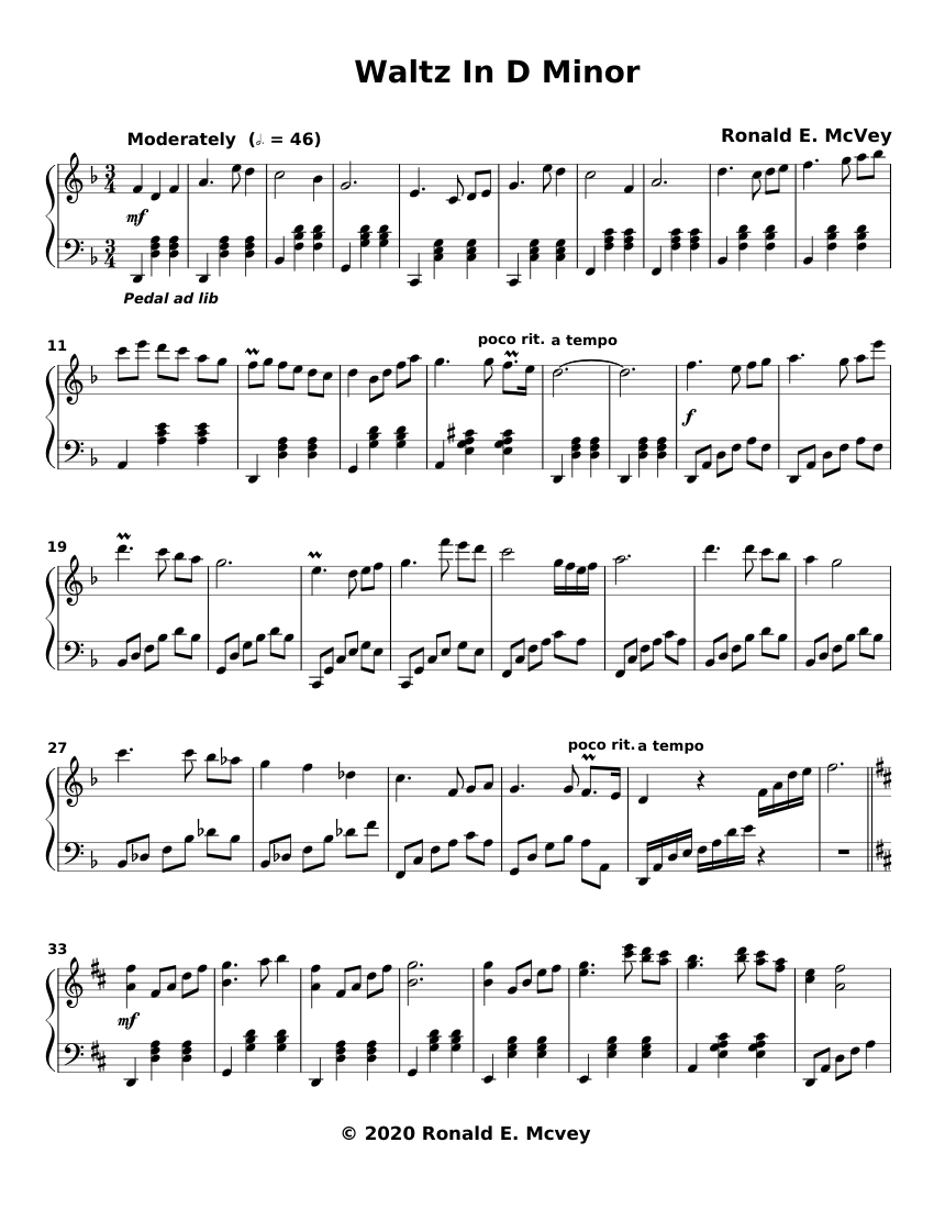 Waltz In D Minor Sheet music for Piano (Solo) | Musescore.com