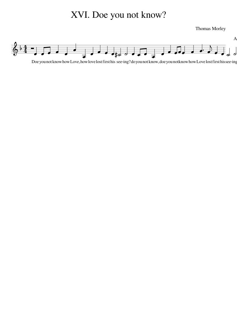 XVI. Doe you not know?