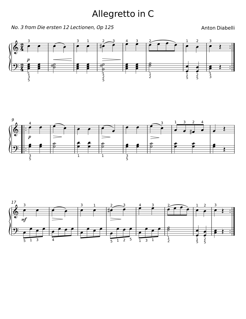 Allegretto in C major - Anton Diabelli Sheet music for Piano (Solo ...