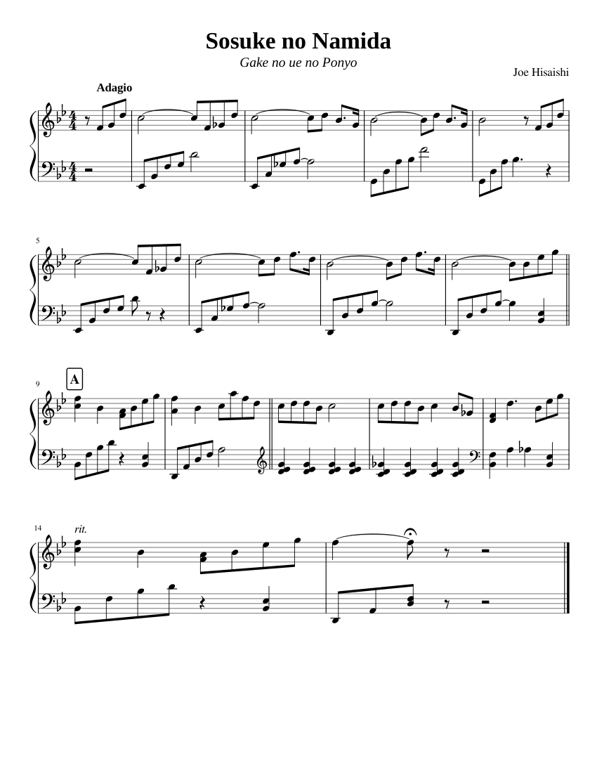 Sousuke no Namida (Tears of Sousuke) Sheet music for Piano (Solo) |  Musescore.com