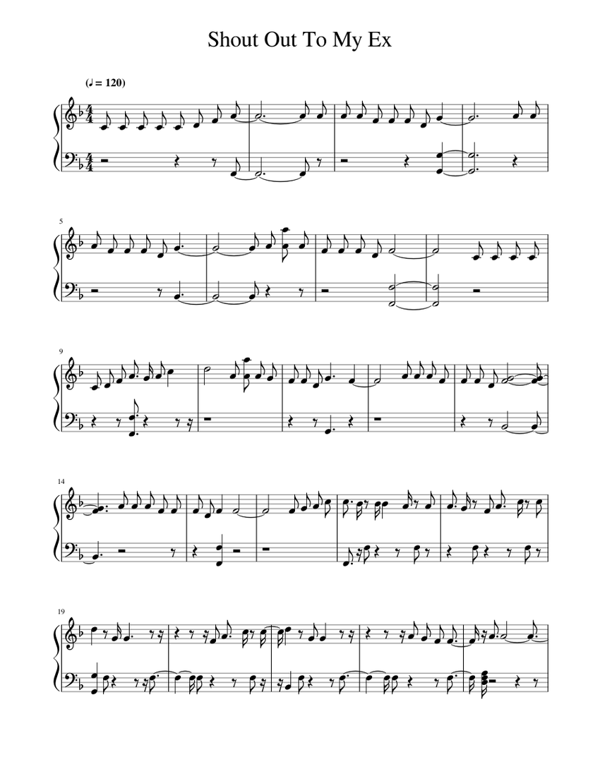 Shout Out To My Ex Sheet Music For Piano Solo Musescore Com