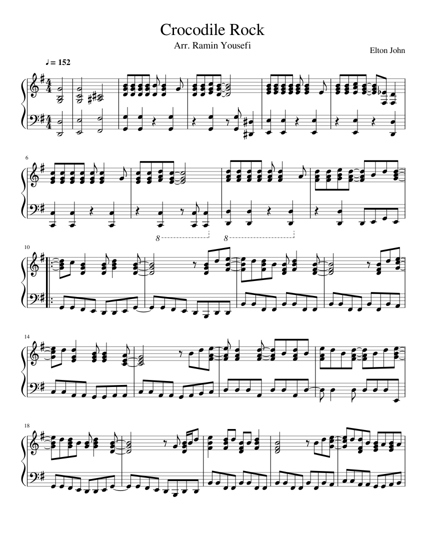 Crocodile Rock Sheet music for Piano (Solo) | Musescore.com