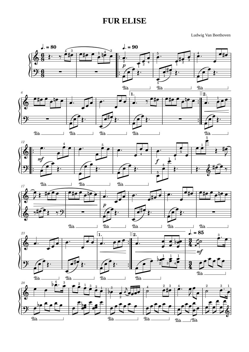 Fur Elise by Ludwig Van Beethoven