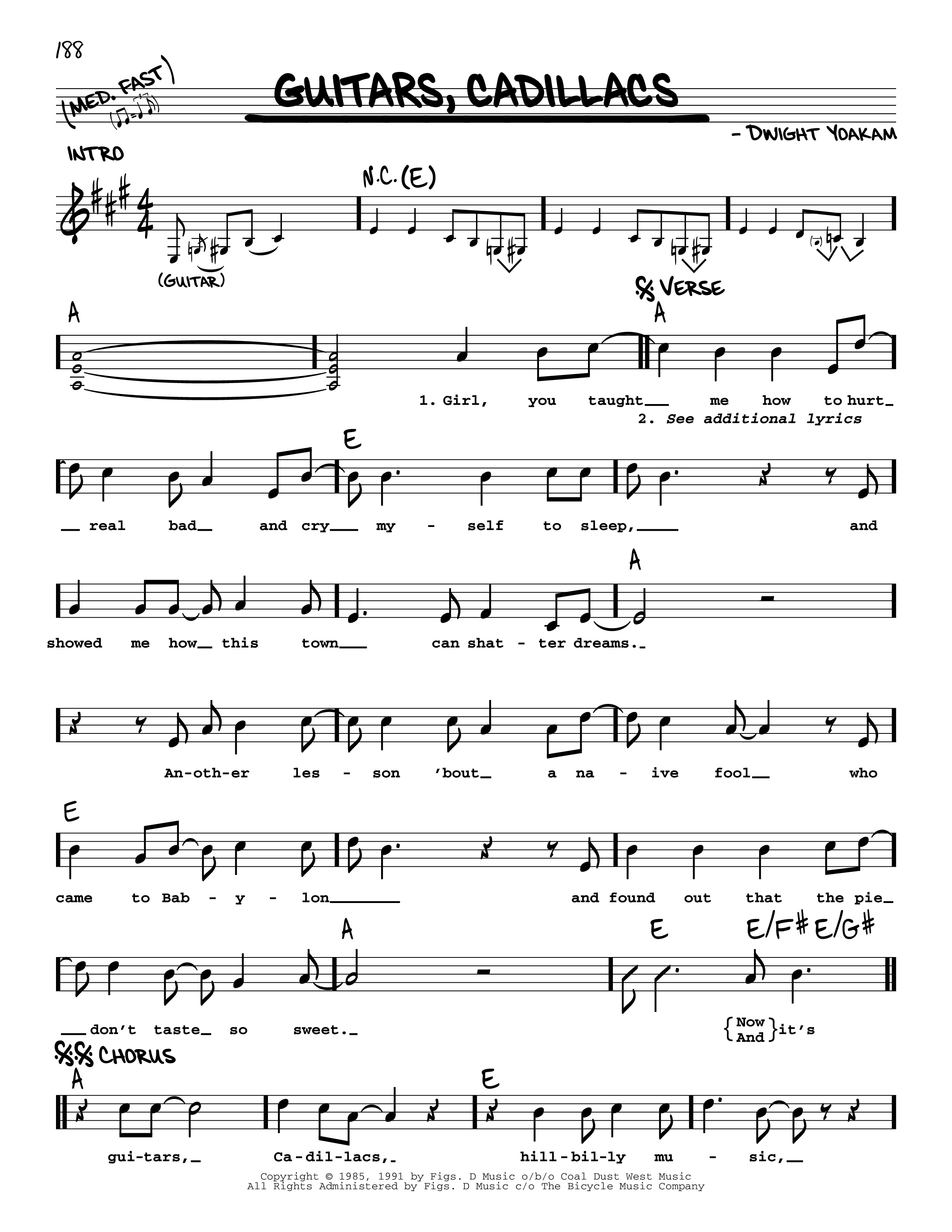 Play Official version of Guitars cadillacs Sheet Music by Dwight