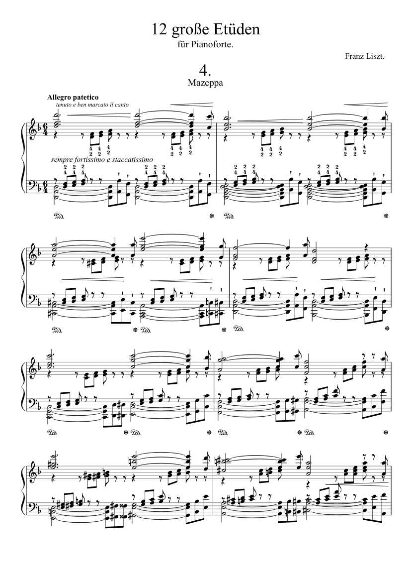 リスト - 大練習曲 第4番 (マゼッパ) 楽譜 ピアノ (ソロ) | MuseScore.com