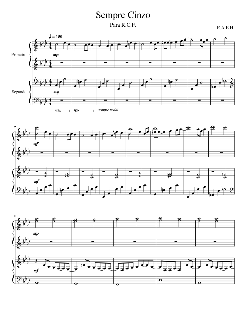 Sempre Cinzo [Four Hands Piano Duet] Sheet music for Piano (Piano Four ...