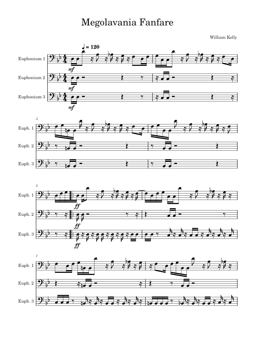 Megalovania Toby Fox Megolavania Fanfare Sheet Music For Euphonium megalovania-toby-fox-megolavania-fanfare-sheet-music-for-euphonium