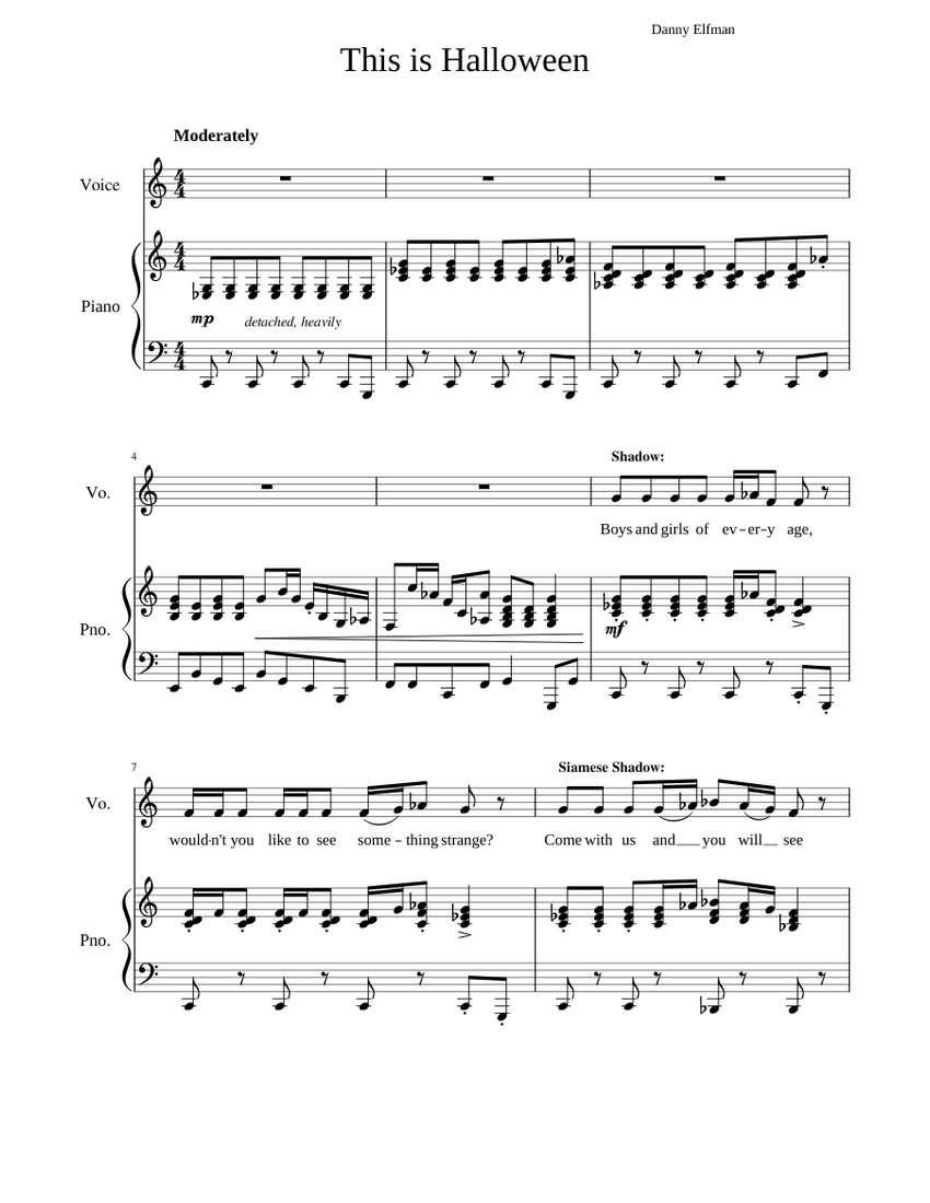 This is Halloween - The Nightmare Before Christmas Sheet music for Piano,  Vocals (Piano-Voice) | Musescore.com