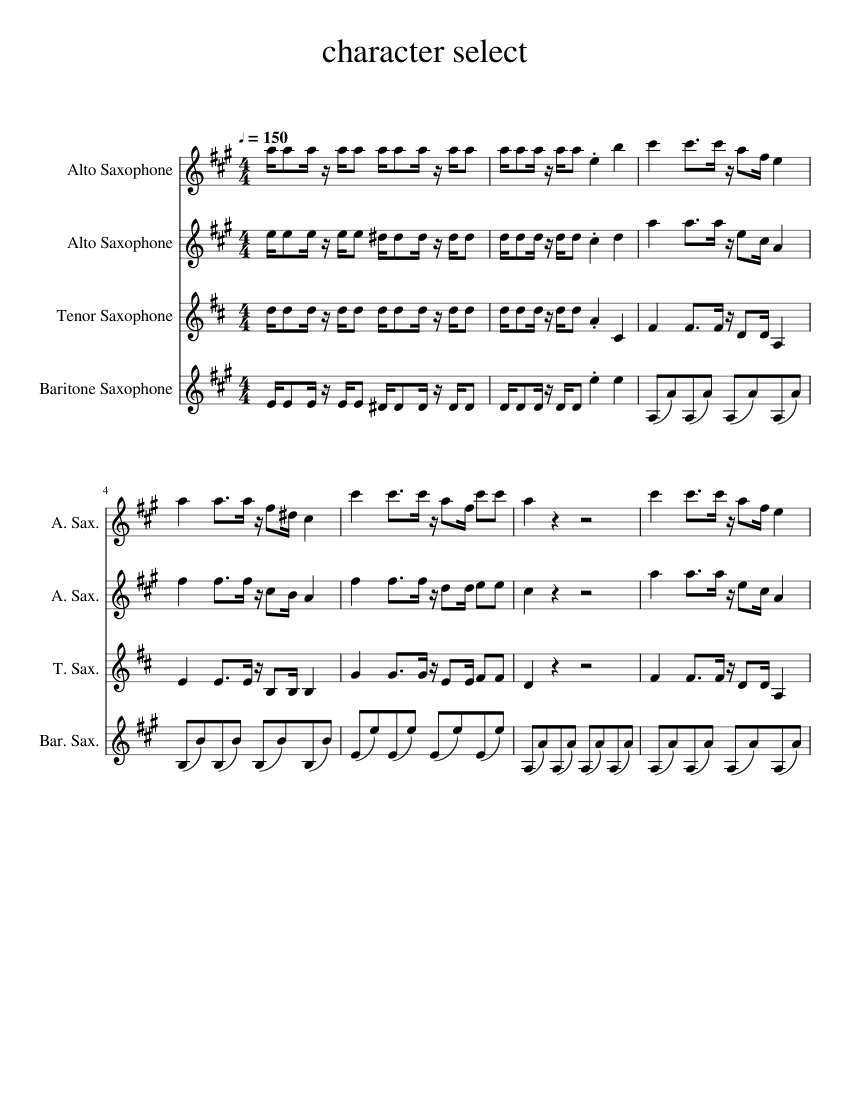 SMB2 Character Select Sheet music for Saxophone alto, Saxophone tenor
