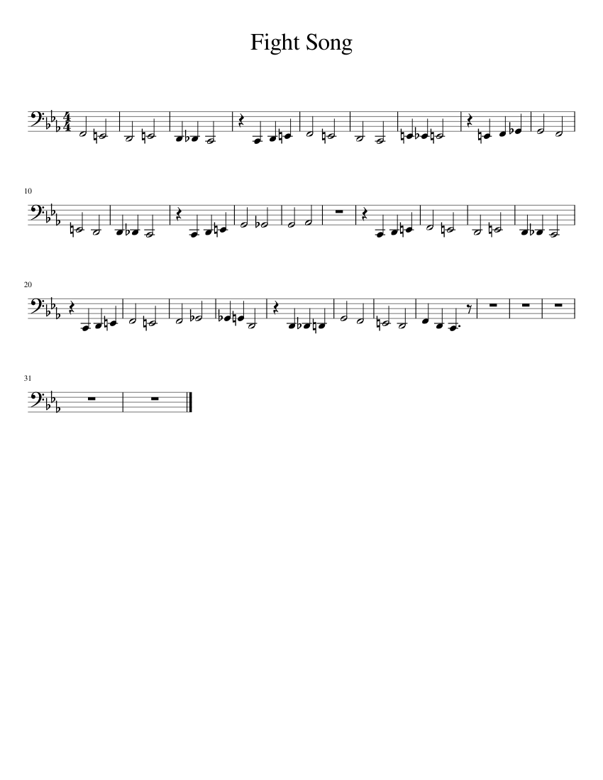 Fight Song Sheet Music For Tuba Solo