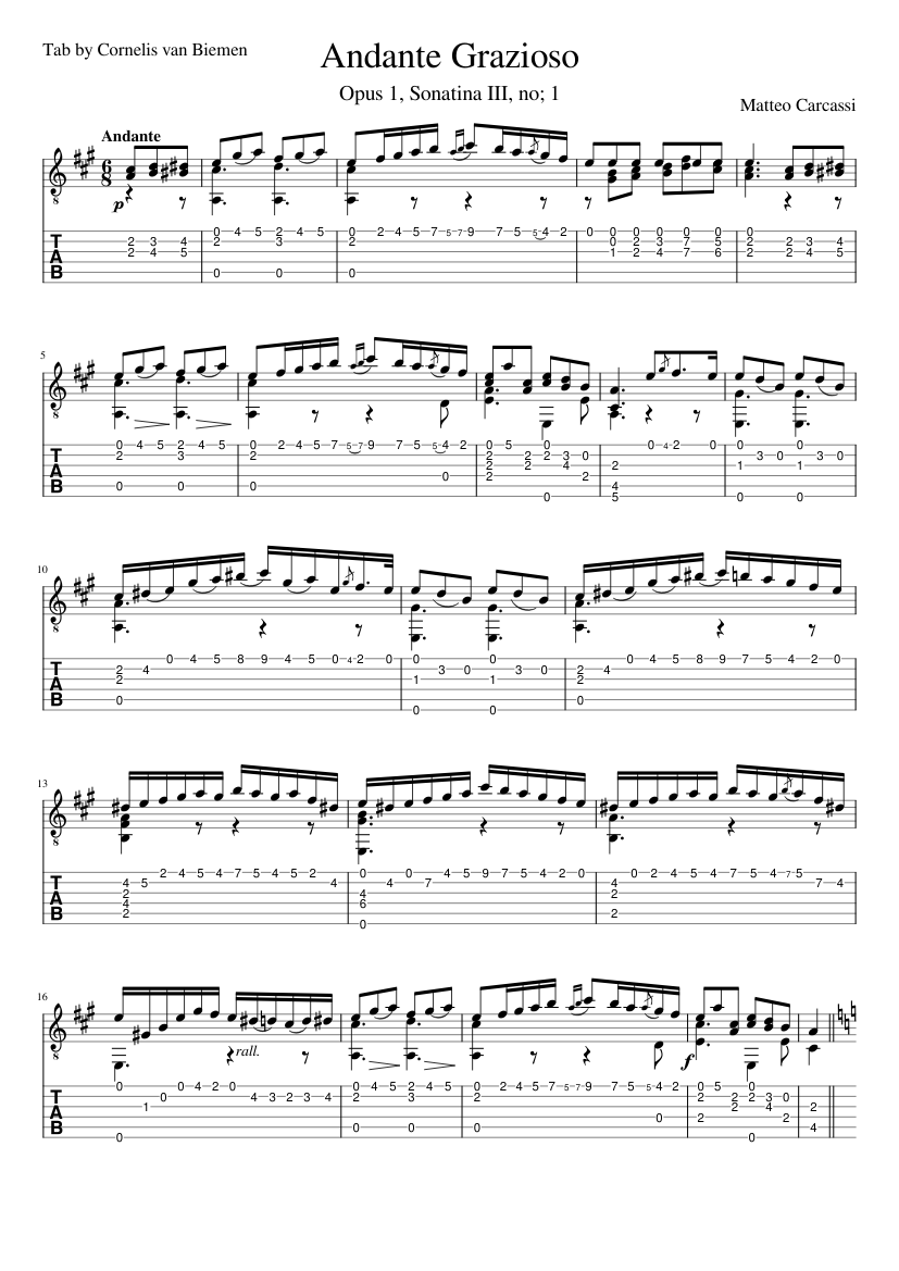 Andante Grazioso Opus 1 Sonatina III no; 1