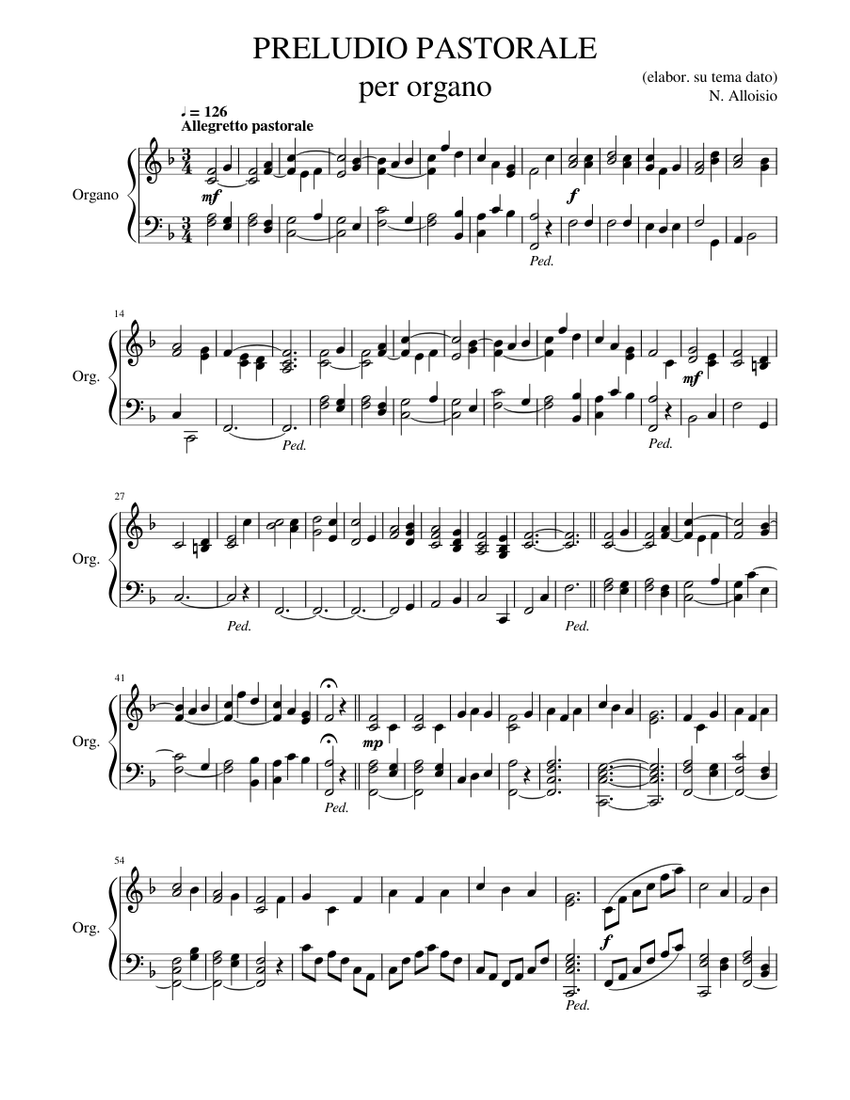 Preludio Pastorale per Organo Sheet music for Organ (Solo) | Musescore.com