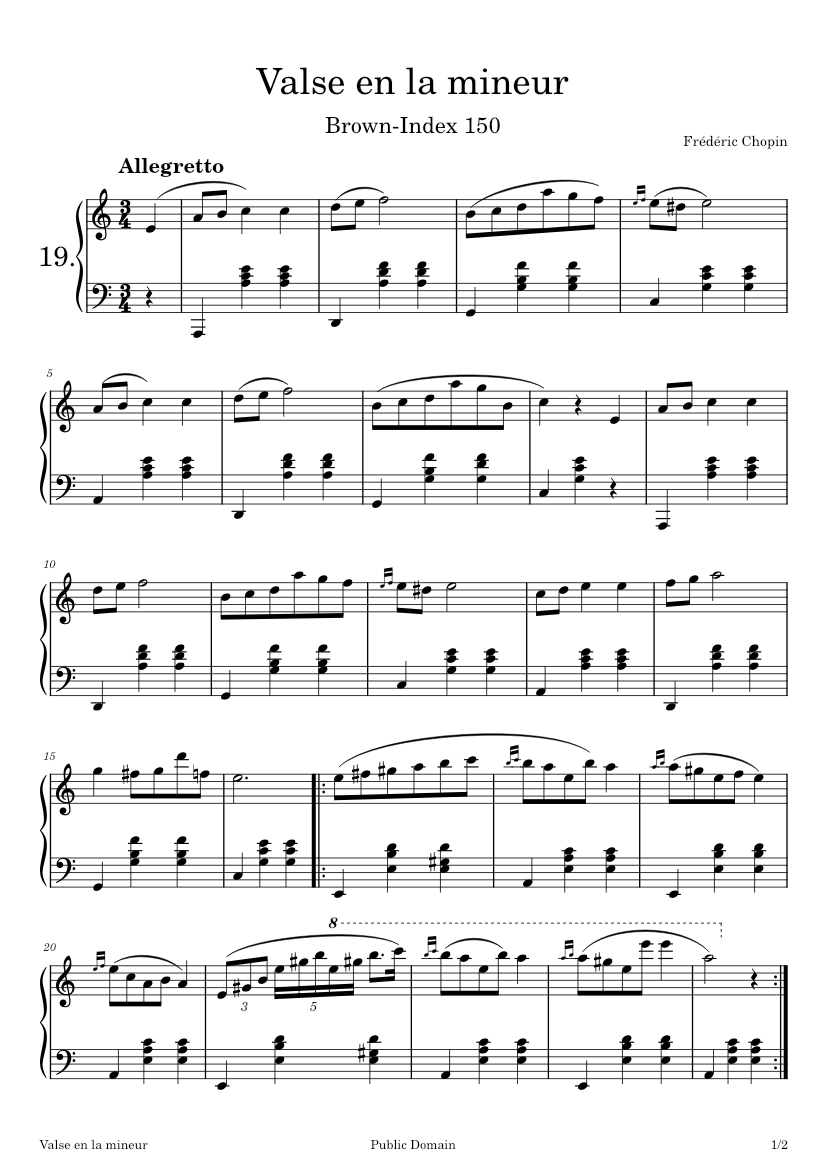 Valse en la mineur - Urtext - Frédéric Chopin Sheet music for Piano (Solo)  | Musescore.com