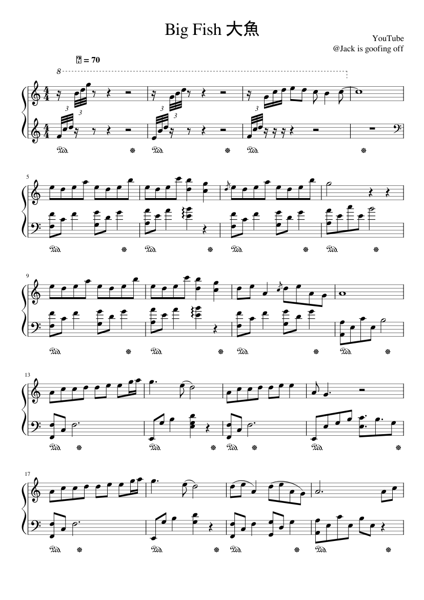 Big Fish (CY Lam edit) Sheet Music for Piano (Solo) easy | MuseScore.com