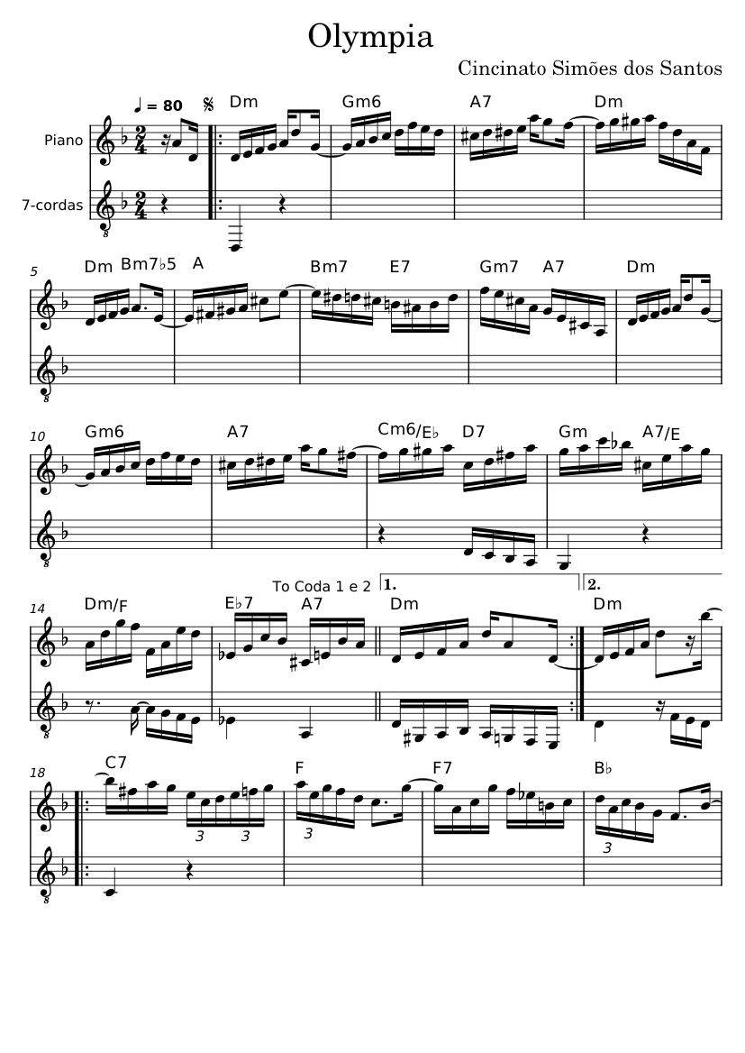 Olympia – Cincinato Simões dos Santos Sheet music for Piano, Guitar (Mixed  Duet) | Musescore.com