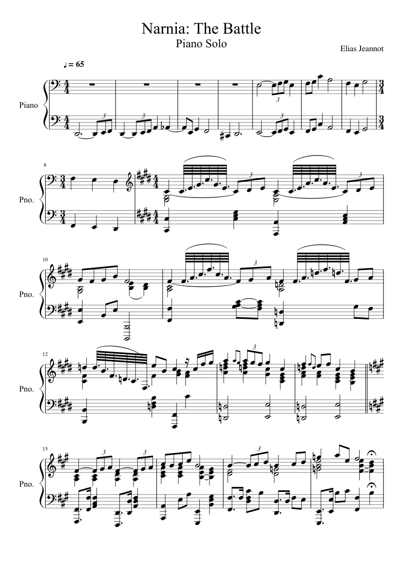 Narnia: The Battle Piano Solo Sheet music for Piano (Solo) | Musescore.com