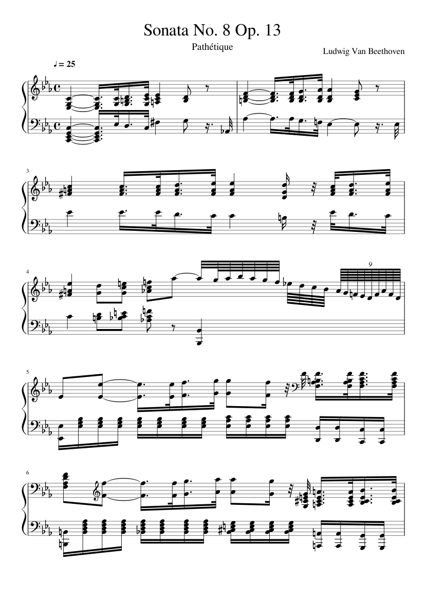 Beethoven - Sonata No. 8 Op. 13 (Pathétique) Sheet music for Piano (Solo) |  Musescore.com