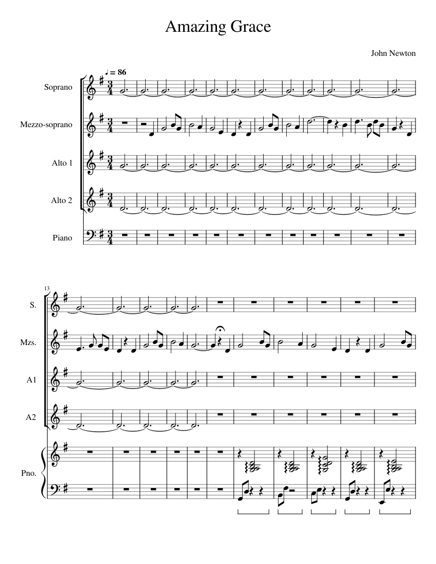 Amazing Grace (vocals with piano)