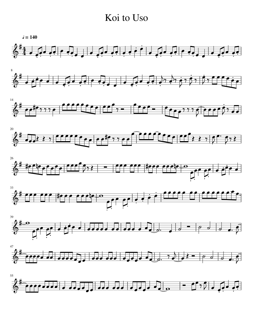 Koi To Uso Op Kanashii Ureshii Sheet Music For Trumpet In B Flat Solo Musescore Com Koi To Uso Op Kanashii Ureshii Sheet Music For Trumpet In B Flat Solo Musescore Com