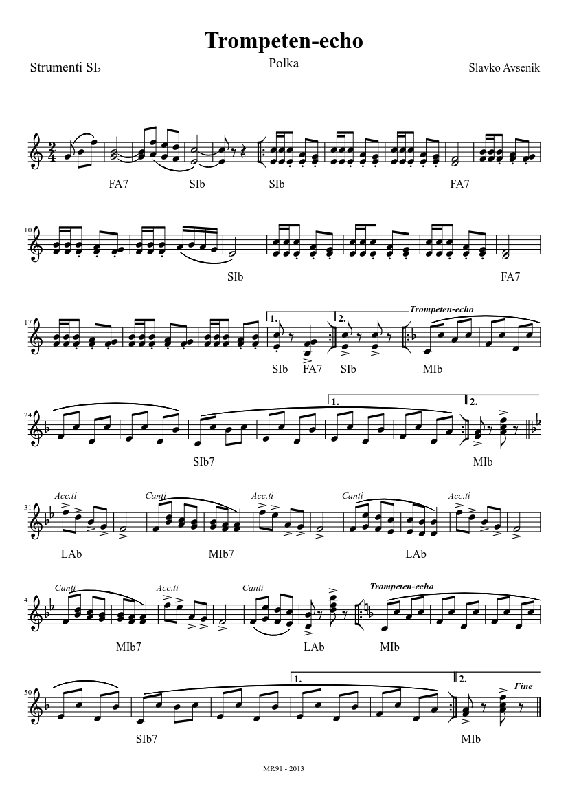 Trompeten-echo Sheet music for Cornet (Solo) | Musescore.com