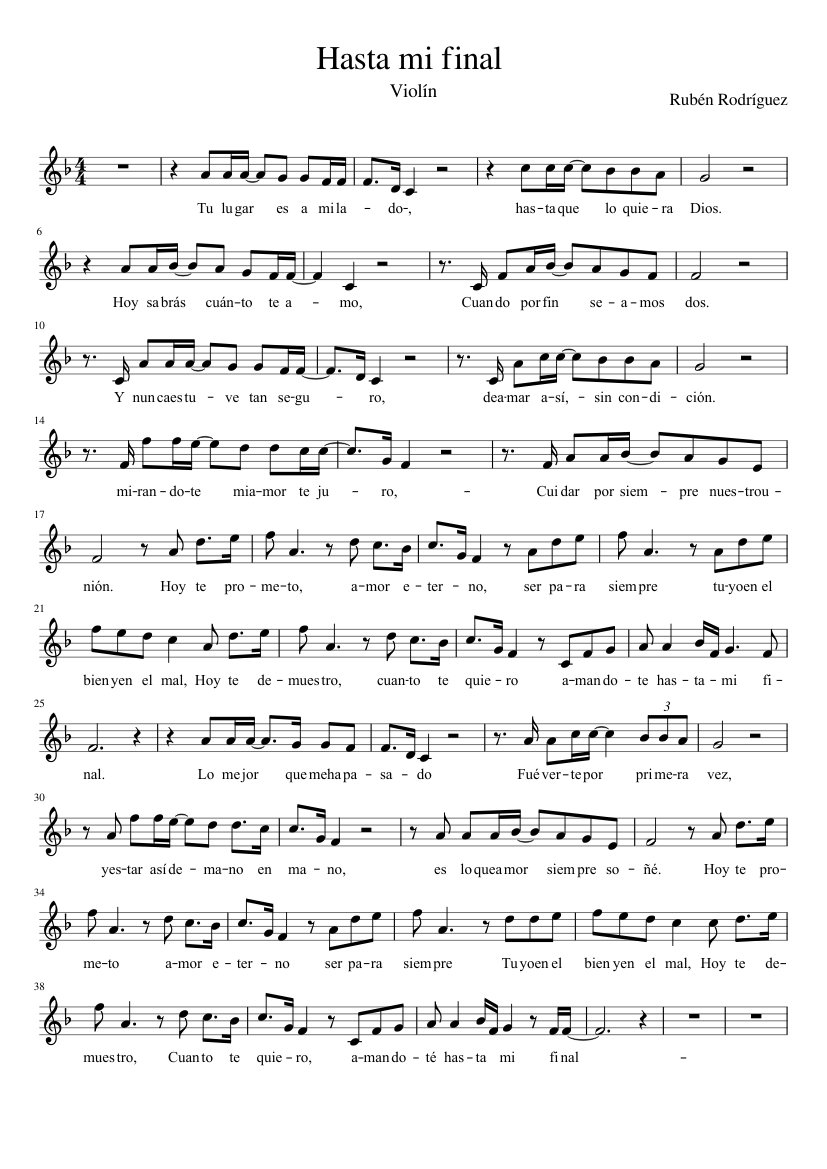 Hasta mi final violín o voz Sheet music for Violin (Solo) | Musescore.com