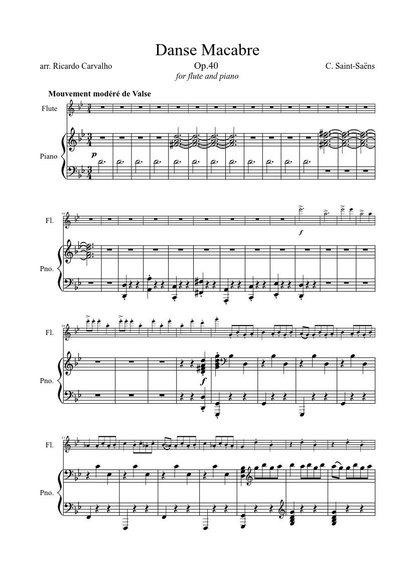 Danse Macabre Op. 40 Sheet music for Piano, Flute (Solo) | Musescore.com