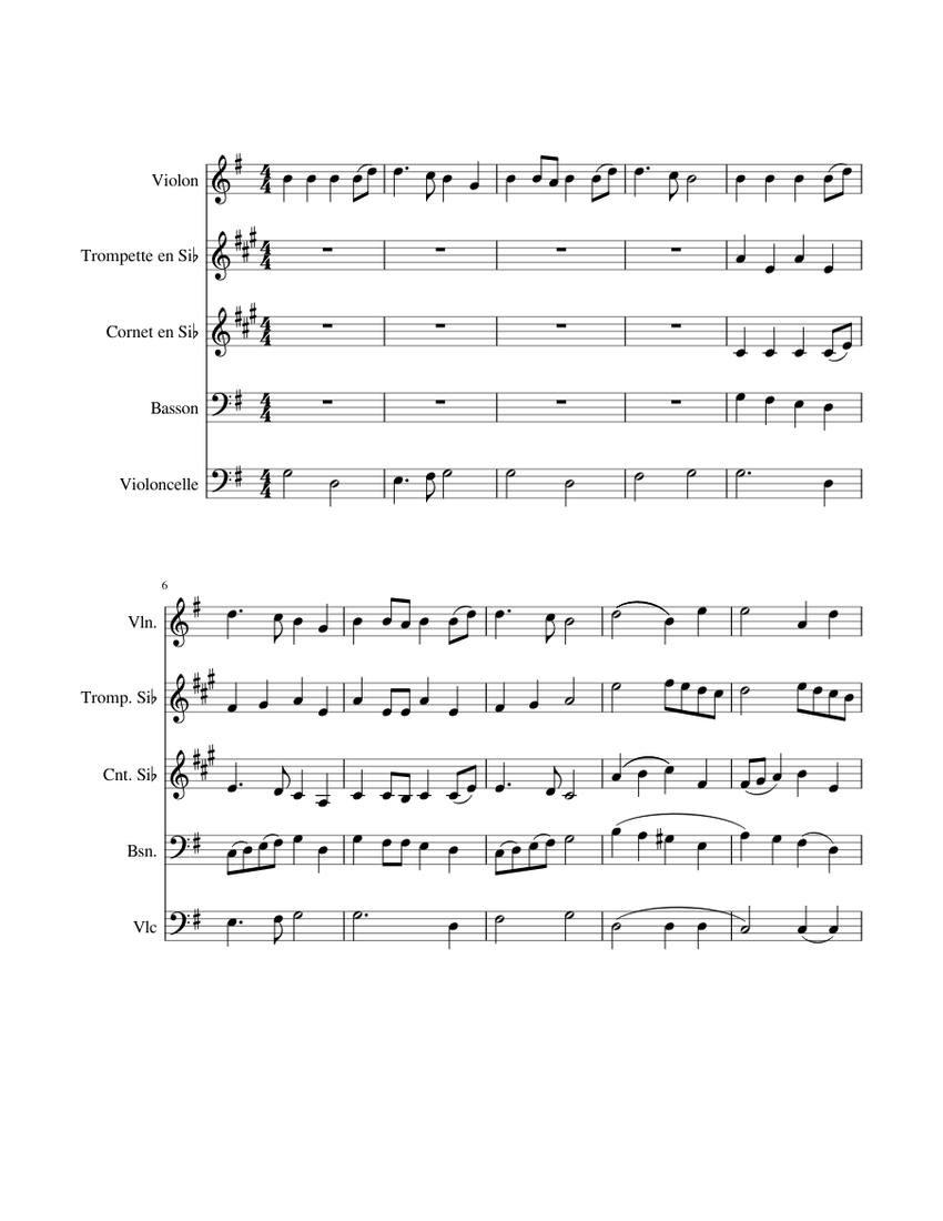 Les anges dans nos campagnes Sheet music for Cornet, Bassoon, Trumpet in  b-flat, Violin & more instruments (Mixed Quintet) | Musescore.com