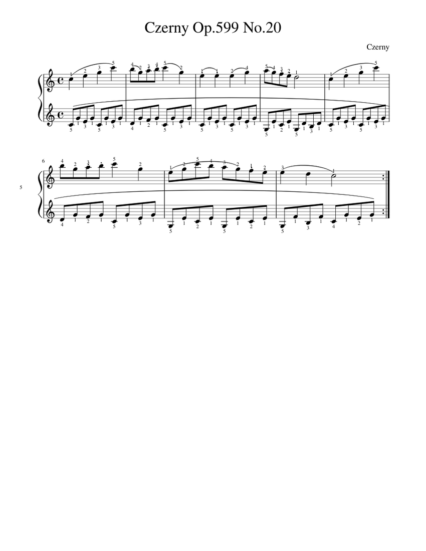Czerny Op.599 No.20 (parte 1) Sheet music for Piano (Solo) | Download ...