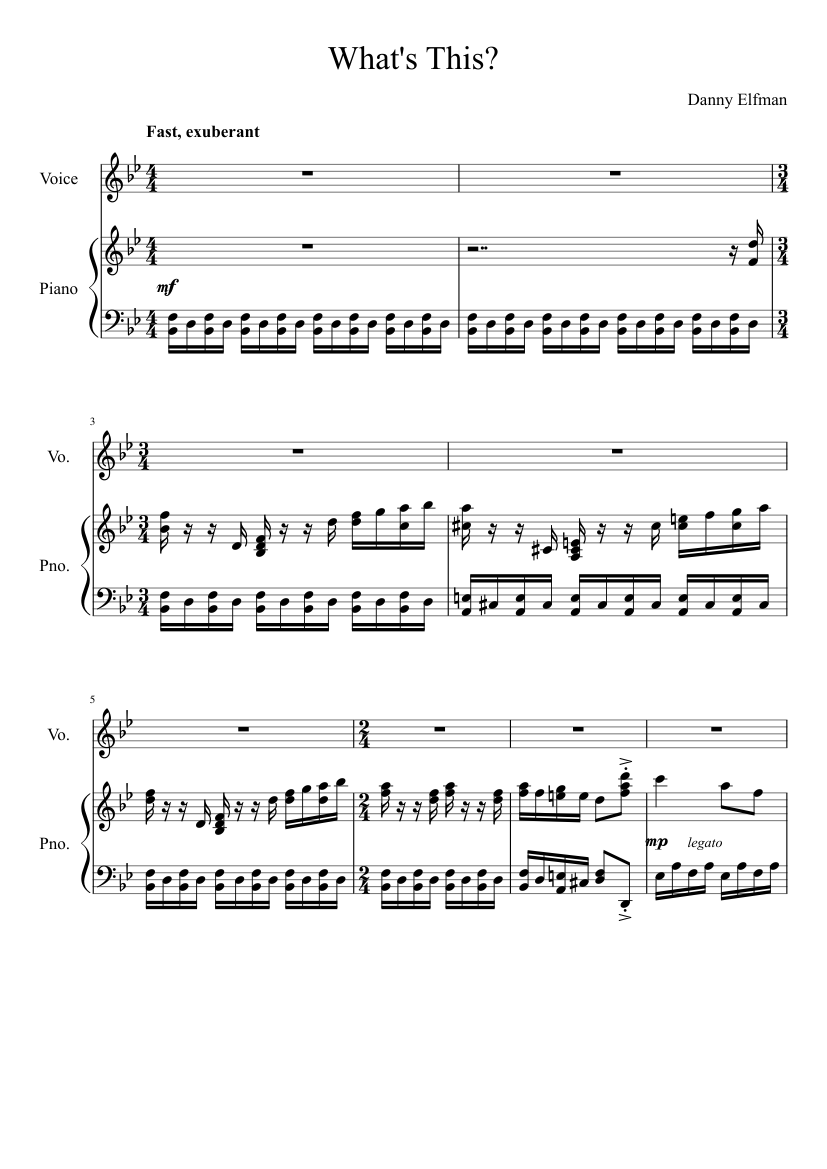 What's This? - The Nightmare Before Christmas Sheet music for Piano, Voice  (other) (Piano-Voice) | Musescore.com