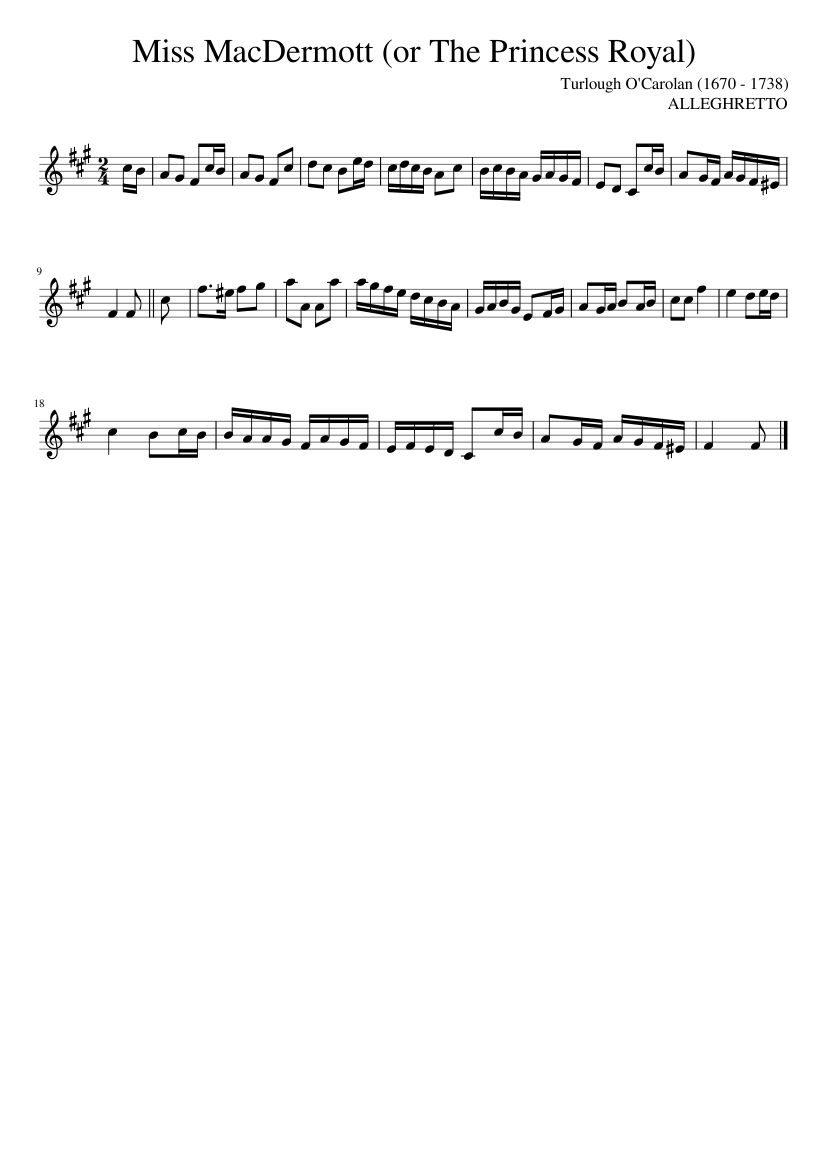 Miss MacDermott (or The Princess Royal)