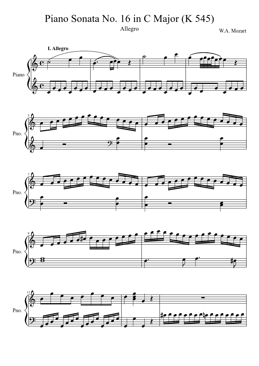 Piano Sonata No.16 in C major K.545