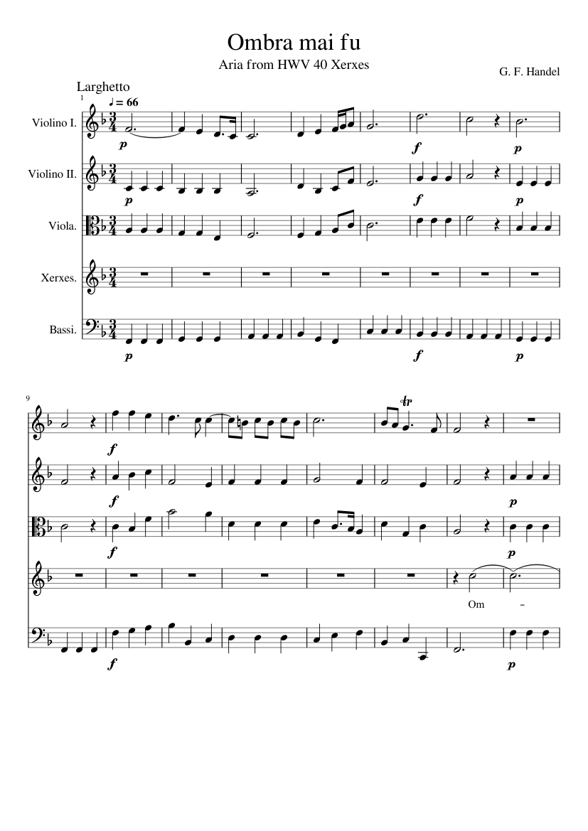 Aria "Ombra mai fu" from HWV 40 "Xerxes" by G. F. Handel - piano tutorial