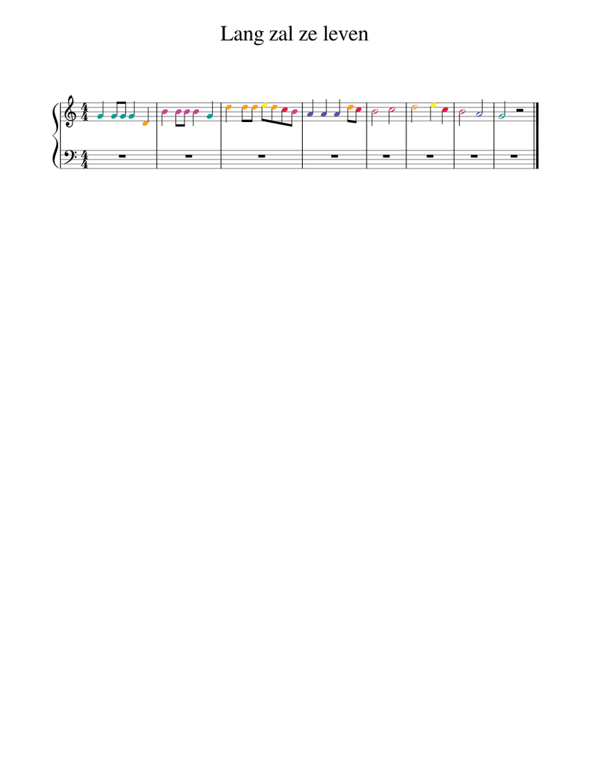 Lang zal ze leven Sheet music for Piano (Solo) Easy