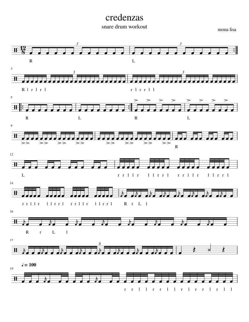 credenzas Sheet music for Snare Drum (Solo)