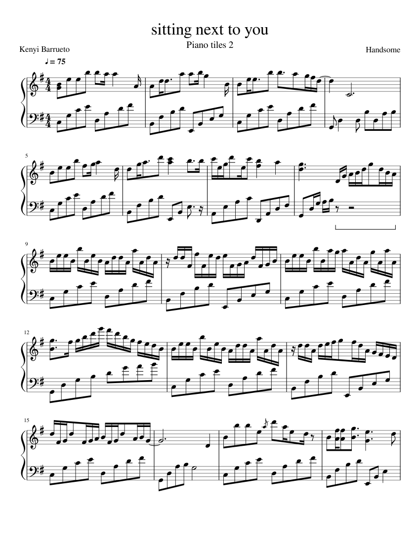Sitting next to you sheets piano tiles 2 Sheet Music for Piano (Solo ...