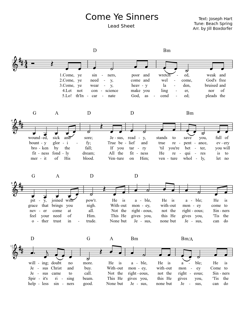 Come Ye Sinners Sheet Music For Mandolin Solo Musescore Com