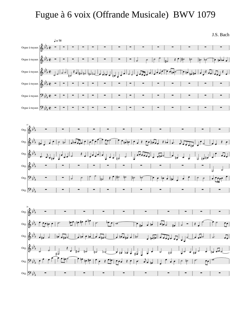 Ricercar à 6 voix, BWV 1079 – Johann Sebastian Bach Sheet music for ...