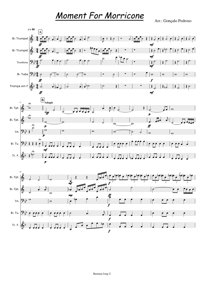 morricone brass quintet sheet music
