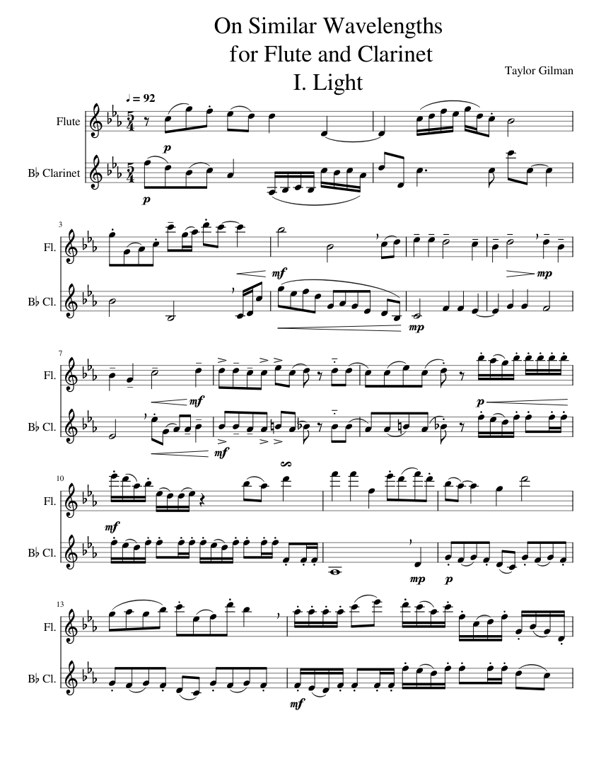 On Similar WaveLengths for Flute and Sheet music for Flute