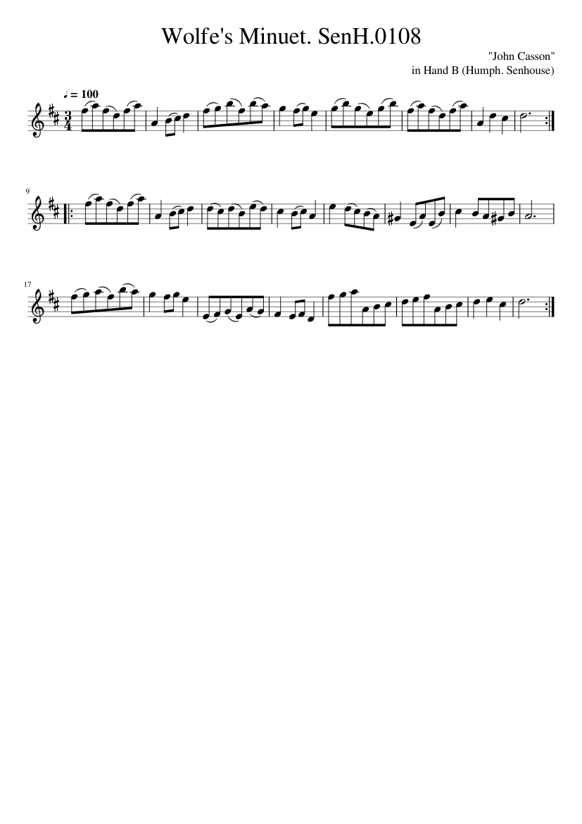 Wolfe's Minuet. SenH.0108