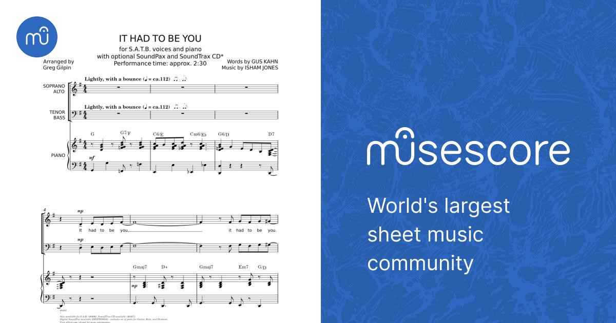 It Had To Be You - Gus Kahn, Isham Jones Sheet music for Piano ...