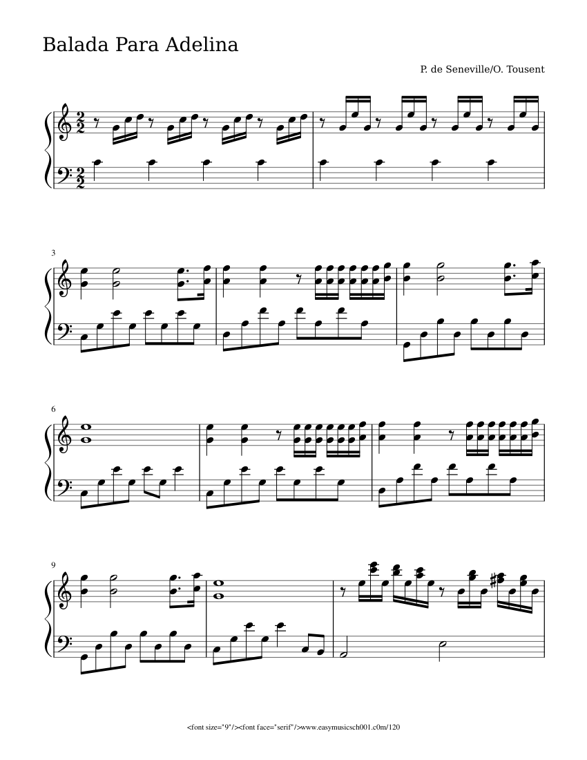 Balada para Adelina Sheet music for Piano (Solo) | Musescore.com
