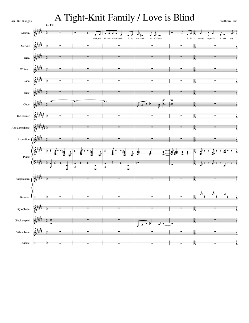 Falsettos (2016) A TightKnit Family / Love Is Blind Sheet music for Piano, Accordion