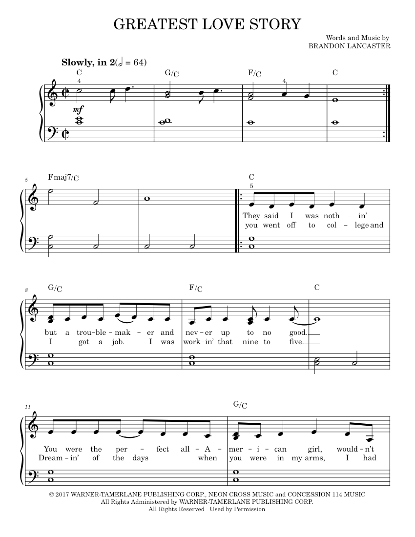 greatest love story Sheet music for Piano by LANCO Official | MuseScore.com